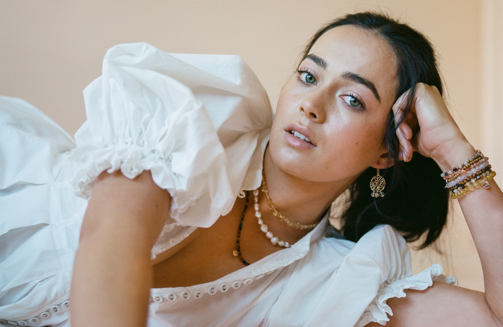 Woman wearing Vania pieces